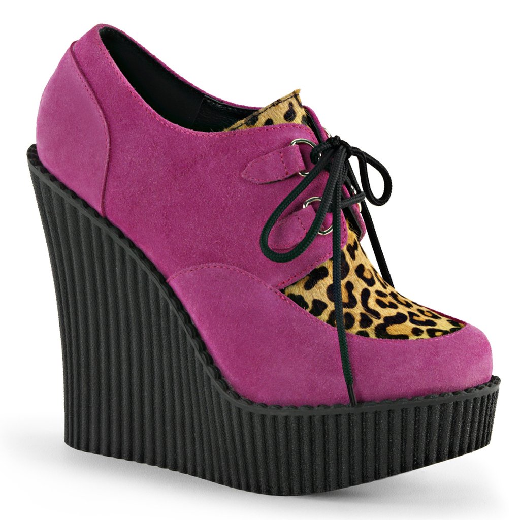 Creepers Demonia Creeper 304 Vegan Suède Femme - Rose 21034-IFSA